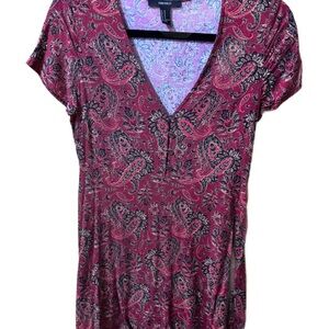 Paisley V-Neck Top in Red